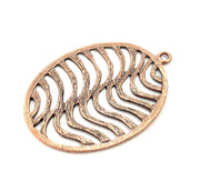 2 Oval Wavy Copper Pendant Antique Copper Pendant Antique Copper Plated Metal (53x36mm) G11515