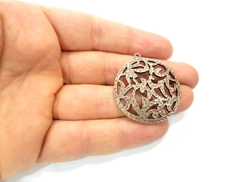 2 Copper Pendant Antique Copper Pendant Antique Copper Plated Metal (36mm) G11518