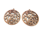 2 Copper Pendant Antique Copper Pendant Antique Copper Plated Metal (36mm) G11518