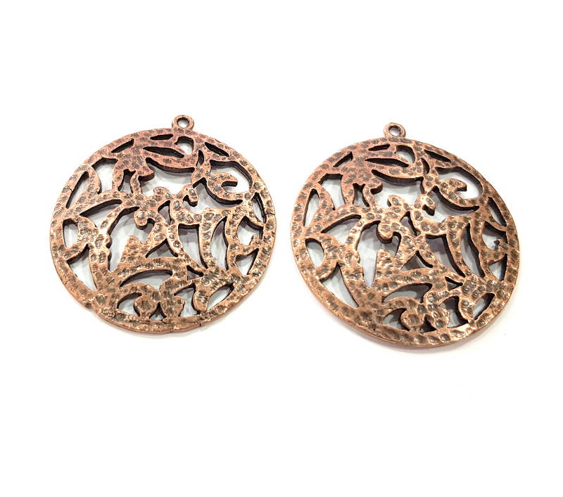 2 Copper Pendant Antique Copper Pendant Antique Copper Plated Metal (36mm) G11518