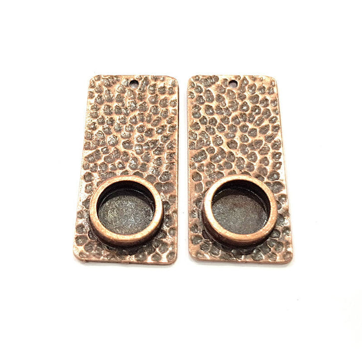 10 Copper Pendant Blank Mosaic Base inlay Blank Necklace Blank Resin Mountings Antique Copper Plated Metal ( 10 mm round blank) G11581