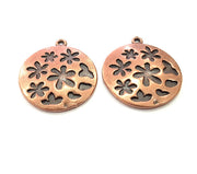 2 Flower Charms Copper Charm Antique Copper Charm Antique Copper Plated Metal (27mm) G11525
