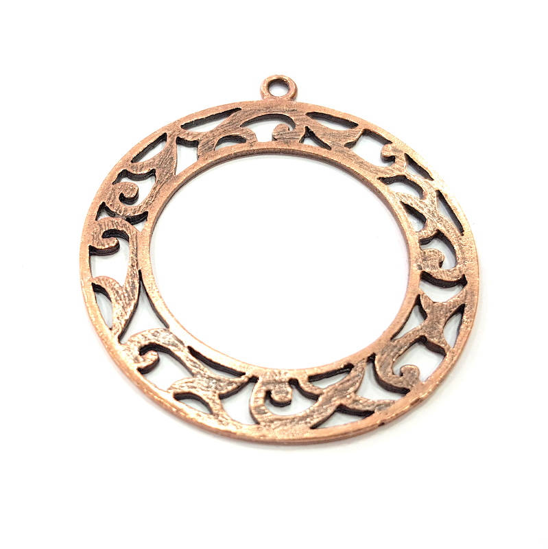 2 Copper Pendant Antique Copper Pendant Antique Copper Plated Metal (48mm) G11526