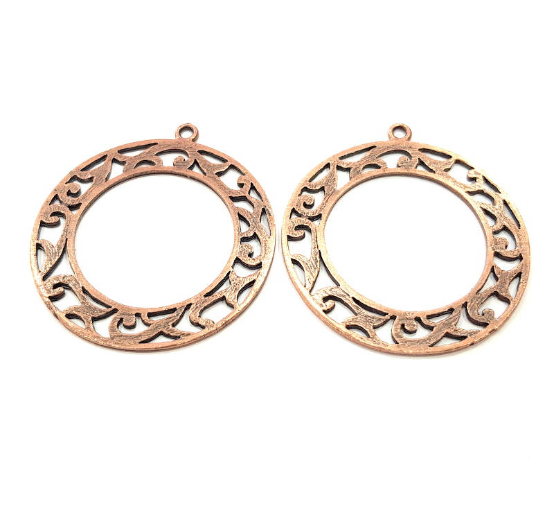 2 Copper Pendant Antique Copper Pendant Antique Copper Plated Metal (48mm) G11526
