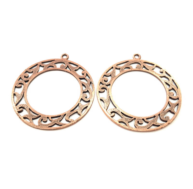 2 Copper Pendant Antique Copper Pendant Antique Copper Plated Metal (48mm) G11526