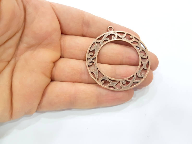 2 Copper Pendant Antique Copper Pendant Antique Copper Plated Metal (48mm) G11526