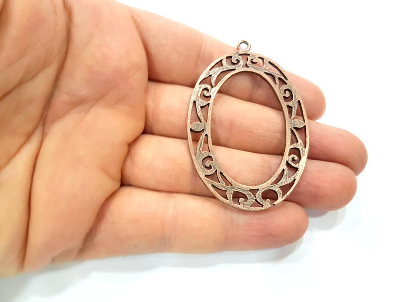 2 Copper Pendant Antique Copper Pendant Antique Copper Plated Metal (61x40mm) G11529