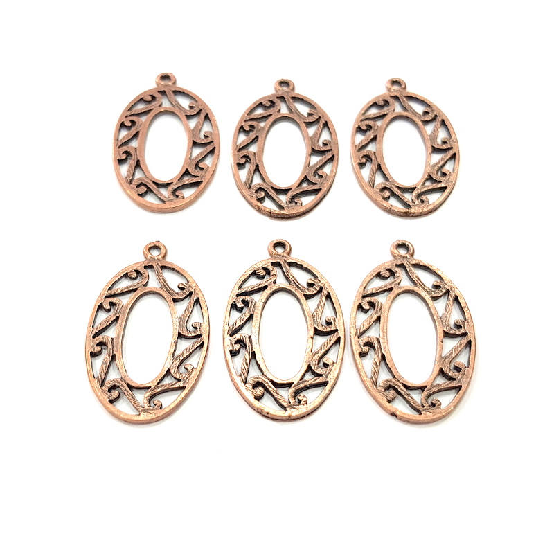 6 Copper Charm Antique Copper Charm Antique Copper Plated Metal (32x18mm) G11530