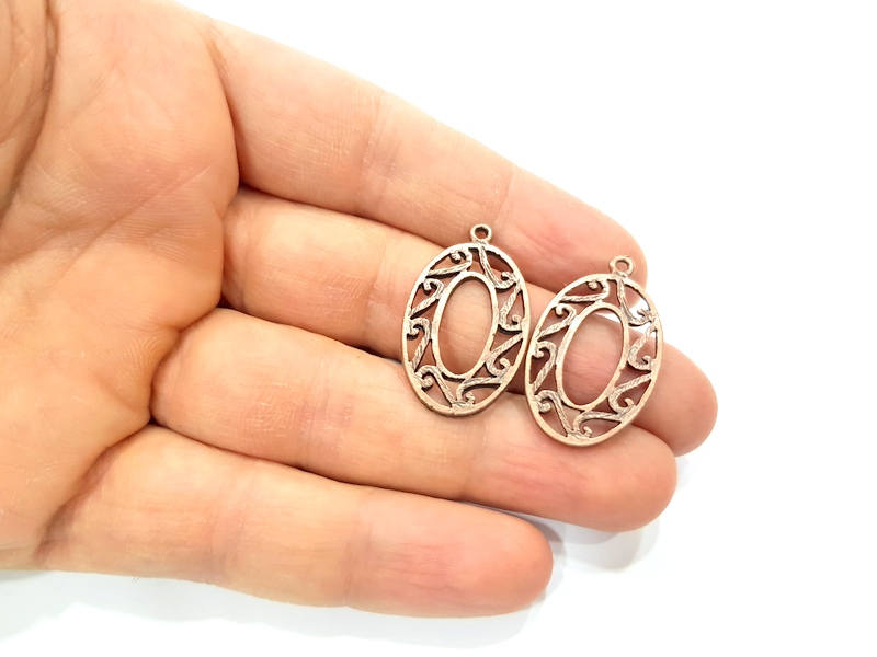 6 Copper Charm Antique Copper Charm Antique Copper Plated Metal (32x18mm) G11530