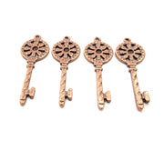 4 Key Charms Copper Charm Antique Copper Charm Antique Copper Plated Metal (43x15mm) G11531