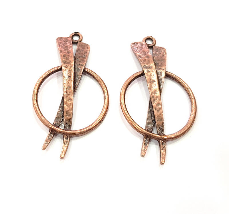 2 Copper Pendant Antique Copper Pendant Antique Copper Plated Metal (51x26mm) G11532