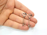 4 Key Charms Copper Charm Antique Copper Charm Antique Copper Plated Metal (41x13mm) G11534