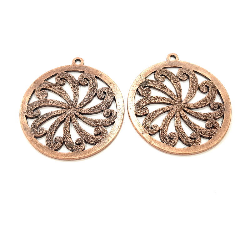 2 Copper Pendant Antique Copper Pendant Antique Copper Plated Metal (35mm) G11536