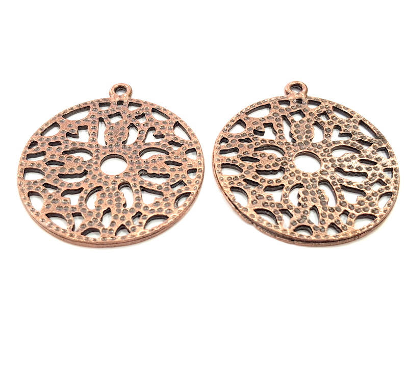 2 Copper Pendant Antique Copper Pendant Antique Copper Plated Metal (38mm) G11537