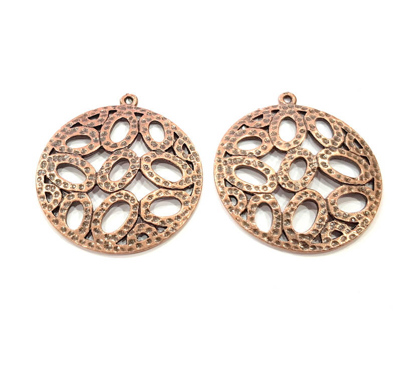 2 Copper Pendant Antique Copper Pendant Antique Copper Plated Metal (36mm) G11540