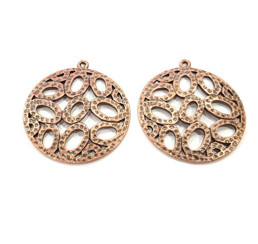2 Copper Pendant Antique Copper Pendant Antique Copper Plated Metal (36mm) G11540
