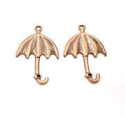 6 Umbrella Charms Copper Charm Antique Copper Charm Antique Copper Plated Metal (35x22mm) G11545