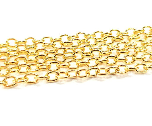 5mt Shiny Gold Chain Shiny Gold Plated Chain 5 Meter - 16.5 Feet  (4x6 mm) G11579