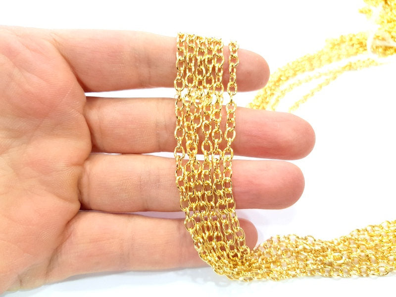 Shiny Gold Chain Shiny Gold Plated Chain 1 Meter - 3.3 Feet  (4x6 mm) G11579
