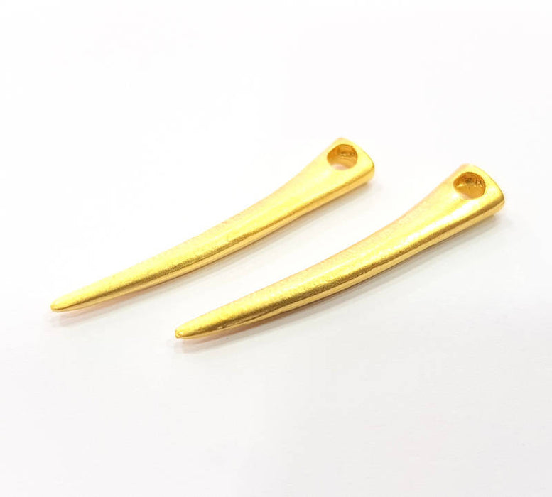 2 Teeth Charm Gold Plated Charms (36x6mm)  G9652