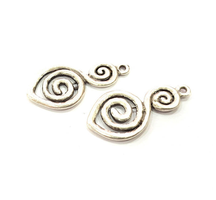 2 Silver Charms Antique Silver Plated Connector (30x15mm) G9658