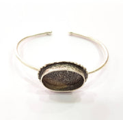 Silver Bracelet Blanks Bangle Blanks Cuff Blanks Adjustable Bracelet Blank Antique Silver Plated Brass ( 24x17mm Blanks ) G9670