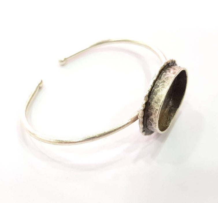 Silver Bracelet Blanks Bangle Blanks Cuff Blanks Adjustable Bracelet Blank Antique Silver Plated Brass ( 24x17mm Blanks ) G9670
