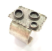 Silver Bracelet Blanks Bangle Blanks Cuff Blanks Adjustable Hammered Bracelet Blank Antique Silver Plated Brass (18x13+14+10mm Blanks) G9674