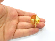 Gold Ring Settings Blank inlay Ring Mosaic Ring Bezel Base Cabochon Mountings Adjustable (10mm blank ) Gold Plated Brass G9702