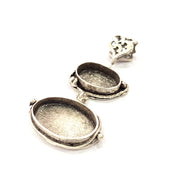 Silver Pendant Blank Resin Blank Mosaic Base Blank inlay Blank Necklace Blank Mountings Antique Silver Plated Brass (66x28mm )  G9705