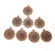 8 Flower Charms Copper Charm Antique Copper Charm Antique Copper Plated Metal (8 mm) G11598