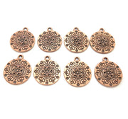 8 Flower Charms Copper Charm Antique Copper Charm Antique Copper Plated Metal (8 mm) G11598