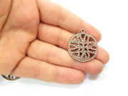 2 Copper Pendant Antique Copper Pendant Antique Copper Plated Metal (38mm) G11599