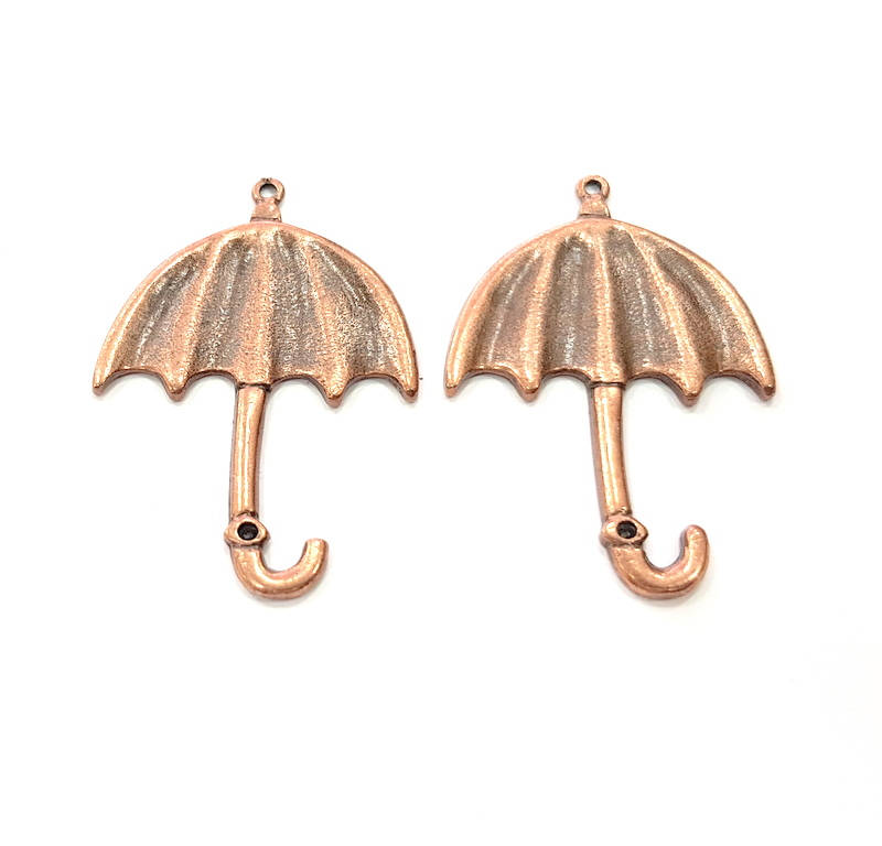 2 Umbrella Pendants Copper Pendant Antique Copper Pendant Antique Copper Plated Metal (44x30mm) G11602