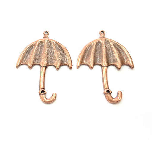 2 Umbrella Pendants Copper Pendant Antique Copper Pendant Antique Copper Plated Metal (44x30mm) G11602