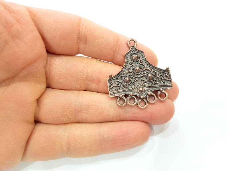 2 Antique Copper Connector Charm Antique Copper Plated Metal (41x36mm) G11609