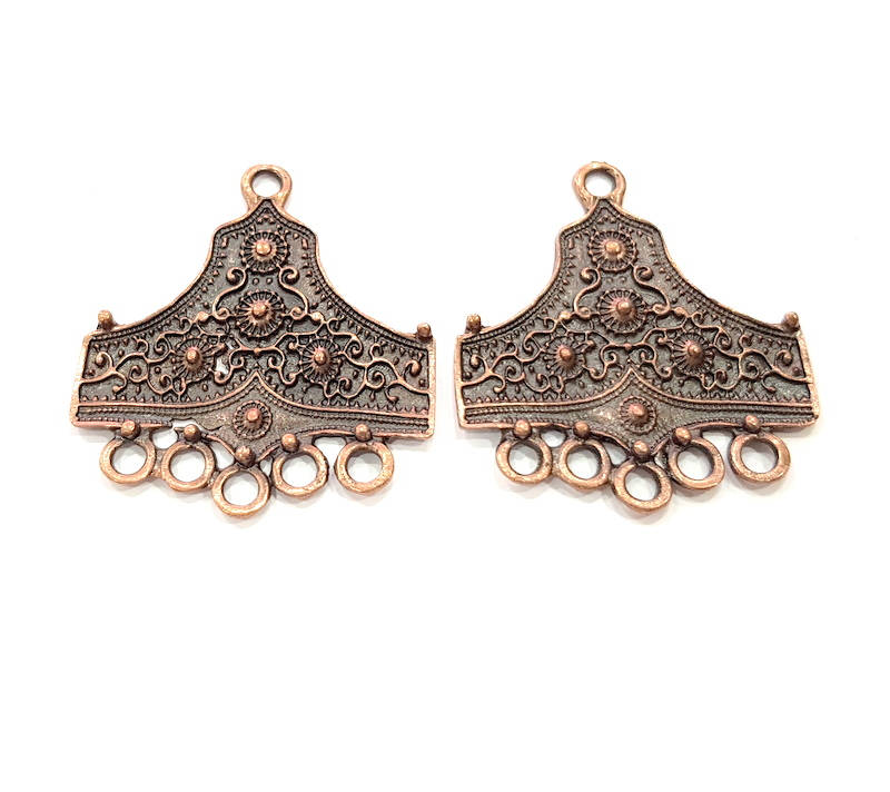 2 Antique Copper Connector Charm Antique Copper Plated Metal (41x36mm) G11609