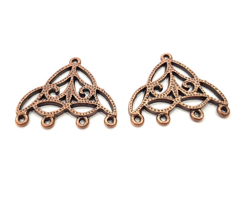 4 Antique Copper Connector Charm Antique Copper Plated Metal (31x28mm) G11618