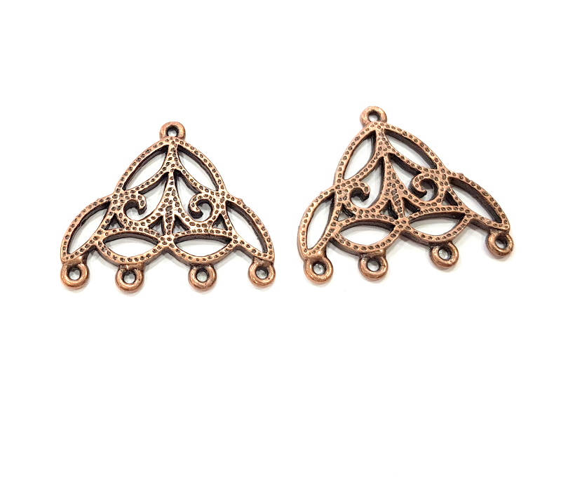 4 Antique Copper Connector Charm Antique Copper Plated Metal (31x28mm) G11618