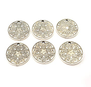 6 Silver Charms Antique Silver Plated Metal (20mm) G11620