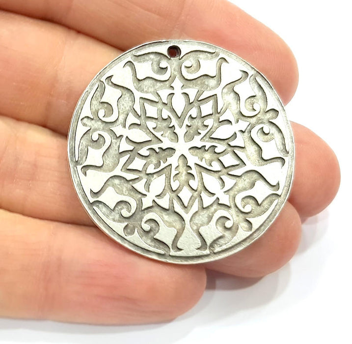 Silver Pendant Antique Silver Plated Metal (40mm) G11623