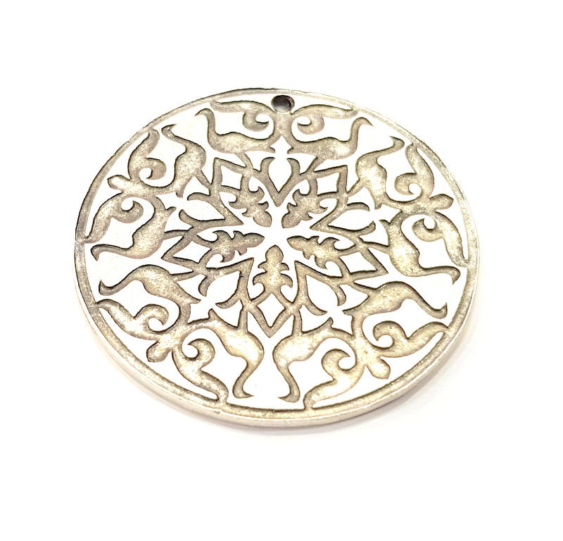 Silver Pendant Antique Silver Plated Metal (40mm) G11623
