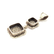 Silver Pendant Blank Resin Blank Mosaic Base Blank inlay Blank Necklace Blank Mountings Antique Silver Plated Brass (61x21mm )  G9715