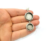 Silver Pendant Blank Resin Blank Mosaic Base Blank inlay Blank Necklace Blank Mountings Antique Silver Plated Brass (66x25mm )  G9722