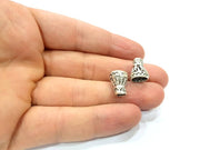 4 Silver Cone Findings Antique Silver Plated Brass  (13x10 mm)  G9723