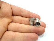 2 Silver Cone Findings Antique Silver Plated Brass  (16x13 mm)  G9724