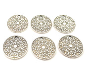 6 Silver Charms Antique Silver Plated Metal (20mm) G11629