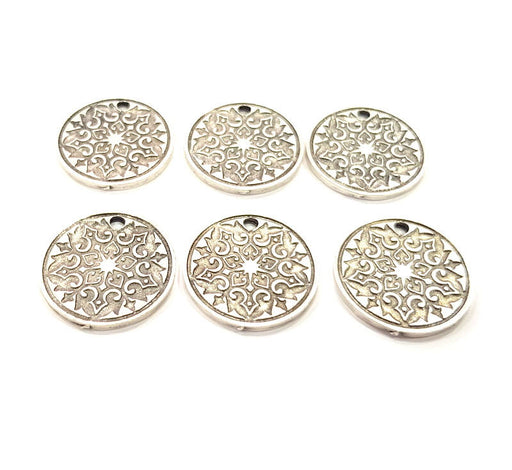 6 Silver Charms Antique Silver Plated Metal (20mm) G11636