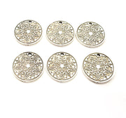 6 Silver Charms Antique Silver Plated Metal (20mm) G11636