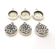 6 Silver Pendant Blank Bezel Base Setting inlay Blank Earring Base Resin Blank Mountings Antique Silver Plated (12mm round blank)  G11637